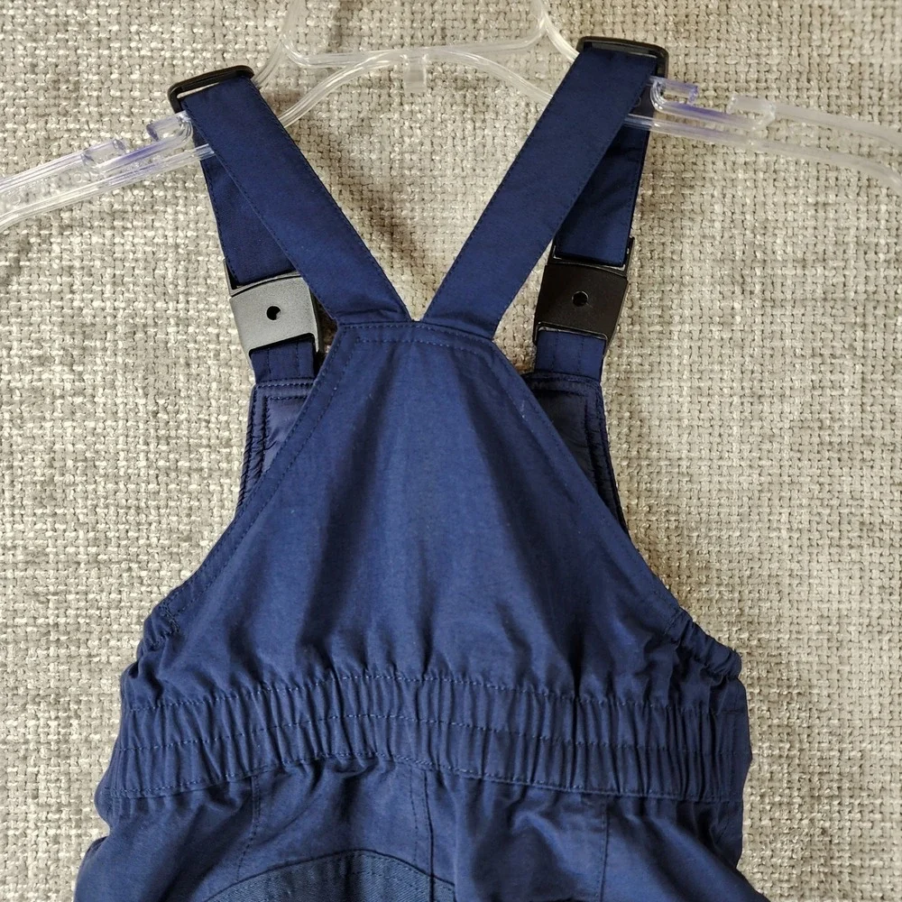 Lands' End Squall Snow Pants Bibs Youth 5 Navy Blue Reinforced Iron Knees & Seat